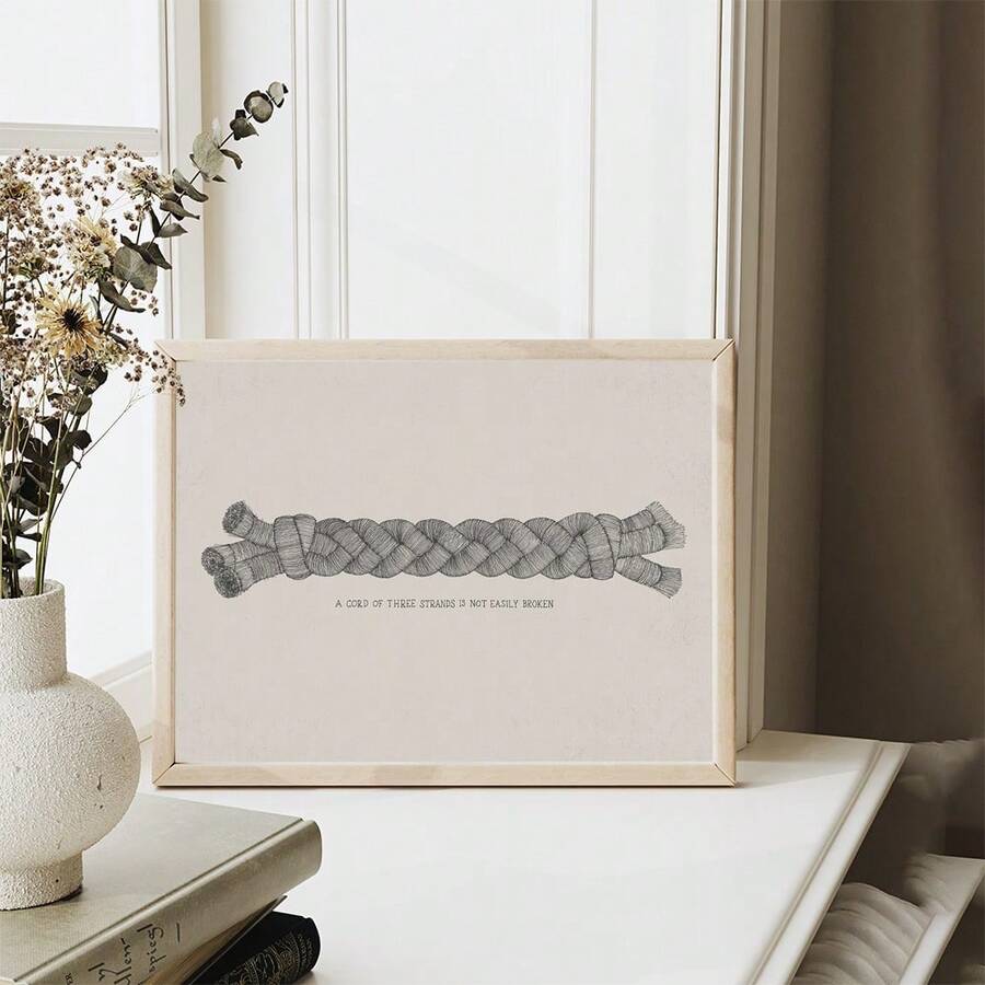 Ecclesiastes 4:12 Inspirational Canvas Wall Art - Unframed Bible Verse Poster For Christian Marriage & Wedding Decor, Perfect For Living Room Or Bedroom - Multicolor - View 1