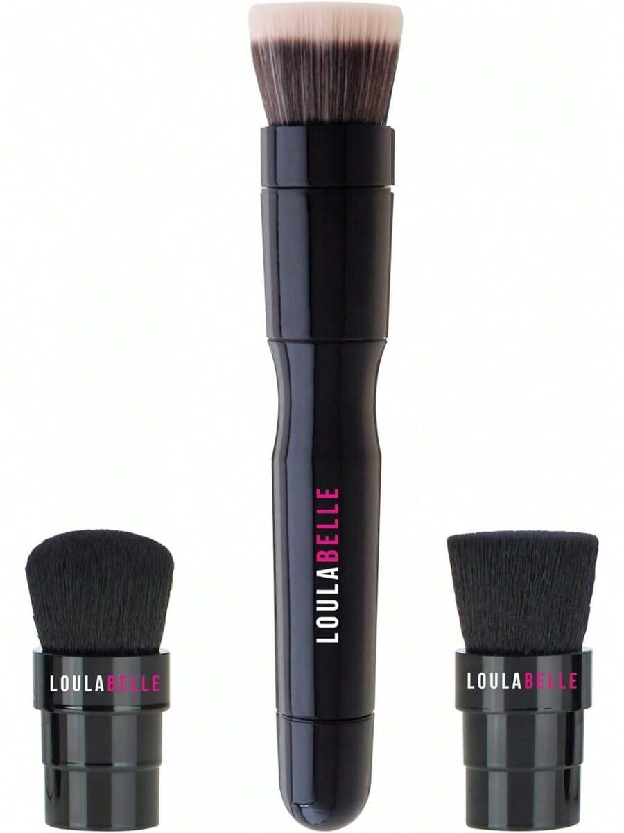 Brochas de Maquillaje Automática Loulabelle, Juego de Brochas de Maquillaje Profesional Incluye 3 Brochas Intercambeables: para Base, Polvo y Blush, Aplicacion Impecable y Uniforme. - 1 - Ver 1