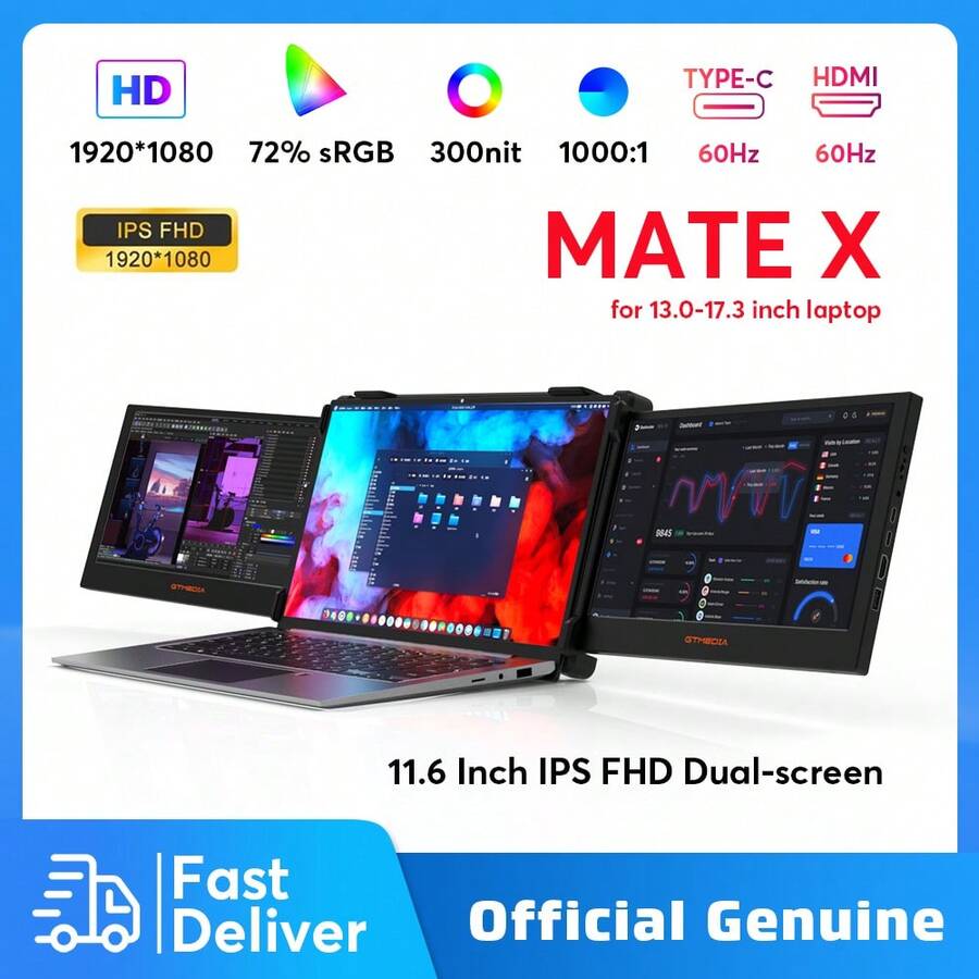 11.6 Inch Portable Monitor Laptop Triple Dual Extender Screen Full View ...