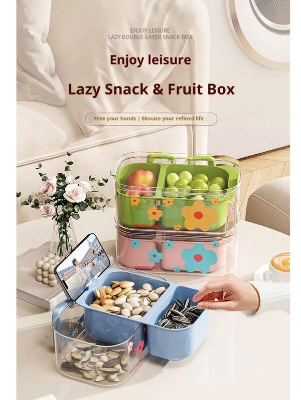 صندوق تخزين وجبات متعدد الطبقات، منظم مكتبي مفضل للمستخدمين، سلة تصريف قابلة للسحب، سلة غسيل الاستخدام للفاكهة/الخضروات مع غطاء، مناسب للغرفة والصالة
