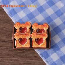 5 Pieces Mini Simulated Toast With Bear-Themed Design - 4 Adorable Styles, Durable ABS Resin, Perfect For DIY/OB11/BJD/Dollhouse Accessories And Miniature Scenes, Home Kitchen Decor, Mini Kitchenware, Joke Design, Detailed Craftsmanship, Dollhouse Accessories, Doll Accessories, Dollhouse Components - Multicolor - View 8