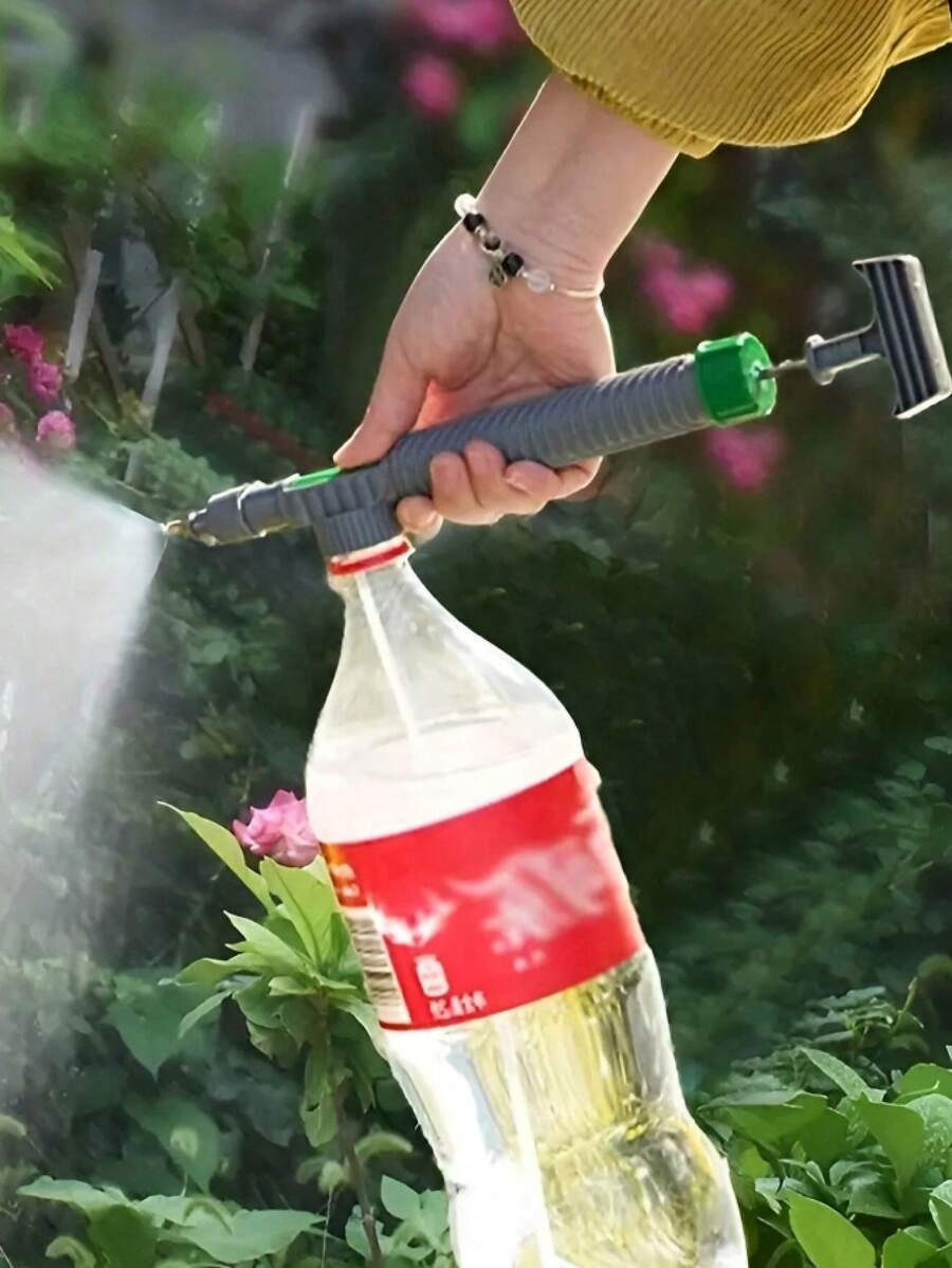 1pc Adjustable High Pressure Air Pump Manual Sprayer Drink BottleSpray Head Nozzle Gardening Tool,Garden Tools, Gardening Tools For Garden - 灰綠 - 查看 1