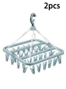 Suszarka do skarpet, wieszak na ubrania z 32 klipsami, wieszak na ubrania do wewnątrz i na zewnątrz, składana obrotowa suszarka do ubrań, odpowiednia do bielizny, skarpetek, małych części garderoby, do użytku na zewnątrz i na balkonie - oszczędzająca miejsce, bez zasilania, wisząca linka na ubrania, wieszak na ubrania, pralnia