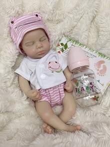 1 pezzo Bambola Reborn Loulou da 13 pollici in silicone morbido e solido, con bocca aperta, bambola neonato lavabile, giocattolo, regalo per compleanni, Ognissanti, Natale, compagnia e collezione - Multicolore - Visualizzare 14