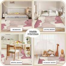 1Pc Elegant Geometric Area Rugs - Non-Slip Backing, Lightweight & Durable Polyester, Machine Washable For Living Room, Bedroom, Office - Pink & Beige Home Decor Rugs, Rugs For Living Room - Kiểu 1 - Xem 7