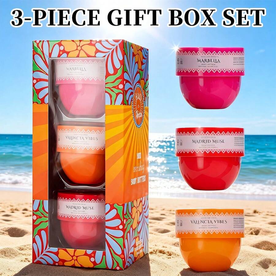 Solo En Lbiza, 3-Piece Set, Body Butter For Men And Women, 3 Different Scent, Long-Lasting Scent, Perfect For Dating, Daily Life, Parties, Gift Giving, Each 1.76 Fl Oz,Christmas Gifts - 三件套 - 查看 1