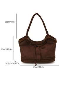 2025 New Vintage Large Capacity Bag, Casual Suede Fabric Commuter Shoulder Underarm Handbag Tote