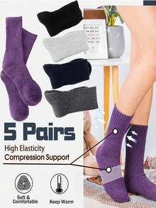 5 Pairs Merino Wool Warm Hiking Socks - Thick Cushion Moisture Wicking Ankle Socks For Men And Women, Essential For Outdoor Activities In Winter, Fall Socks
