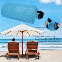 REEZEIVI Juego de 1 almohada para reposacabezas para patio tumbona tumbona malla de aire 3D para exteriores con banda elástica secado rápido y lavable para sillón reclinable silla de playa - azul - Ver 5