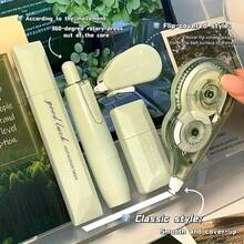 Set de 5 piezas de cintas correctoras - Corrección de errores instantánea, diseño de múltiples estilos, material PET, adecuado para escuelas y oficinas, útiles escolares, artículos de papelería esenciales para la temporada de regreso a clases