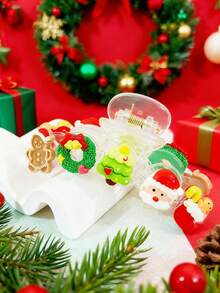 1个女士圣诞树脂发夹，包含圣诞老人、圣诞树、驯鹿、雪花、铃铛、姜饼人、雪人等可爱透明发夹，新款派对休闲发饰时尚发爪冬季发夹花朵发夹 - 彩色 - 查看 8