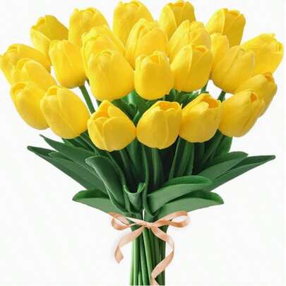 10pcs Tulip Simulation Flower High-End Fake Flower Wet Feeling Living Room Light Luxury Indoor Dining Table Decoration High-End Bouquet Decoration Ornaments