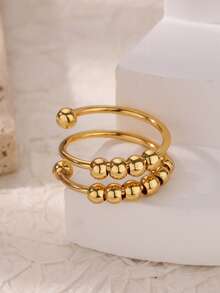 1 chiếc nhẫn hạt bi thời trang, chất liệu thép không gỉ mạ vàng, dành cho nữ, có thể xoay tự do, giúp giảm căng thẳng và lo âu, quà tặng trang sức sinh nhật. - Vàng 1 - Xem 17