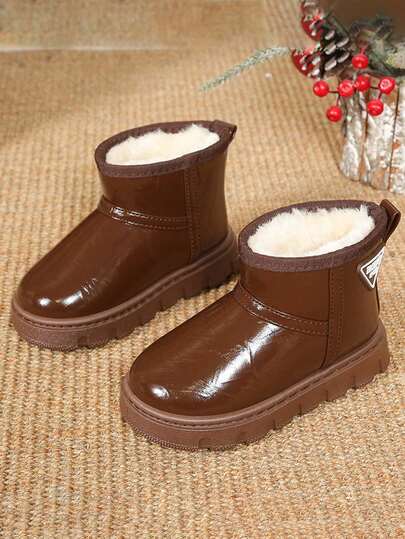 زوج من بوت الثلج الدافئة للأطفال ذات القاع الناعم والأنيقة والمتعددة الاستخدامات للخارج، مضادة للانزلاق للاستخدام اليومي، بوت ثلج للبنات متوسطة وكبيرة متعددة الاستخدامات والأنيقة مبطنة بالفرو