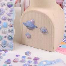 4张卡通3D立体漂浮趣味贴纸，立体浮雕贴纸，高颜值防水贴，可爱装饰，适用于DIY手工，笔记本装饰，手机配件，剪贴簿材料，文具美化，日记标记