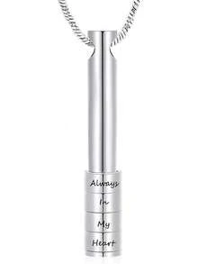 nuevo-2025Yinplsmemory - Collar de urna de barra cilíndrica para cenizas, collar personalizado de cenizas, collar de recuerdo de un ser querido - Plateado - Ver 13