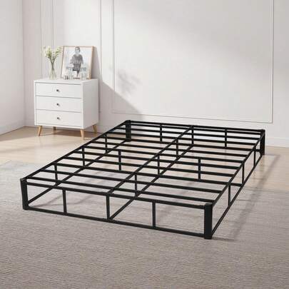 Queen Size Box Spring Bed Frame With Washable Fabric Cover, Durable Metal Construction For Queen Mattress, 9-Inch Foundation, Supports Up To 3500 Lbs, Simple Assembly, Dimensions: 79.1L X 59.6W X 9.1H In