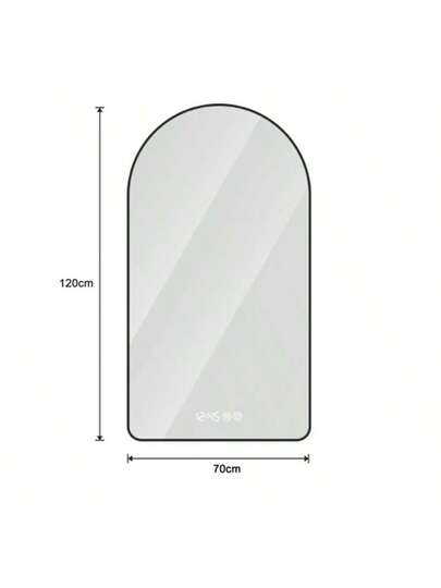 70 120 Cm Arched LED Bathroom Mirror, Time Temperature Display, Backlit, Anti Fog, Dimmable, Three Temperatures Moderne Vanity Ideal Above The Sink, Zwart Frame view 11