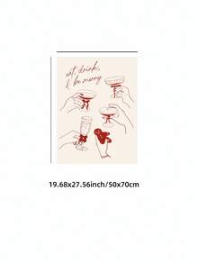 1 pieza Póster de impresión de bebida navideña sin marco, decoración de carrito de bar de vacaciones, impresión de brindis, comer, beber y ser feliz, pintura de arte de pared de lienzo para sala de estar, dormitorio, decoración de dormitorio, póster divertido, decoración de pared, impresiones de dormitorio, arte de bebida navideña, decoración de carrito de bar, póster de cóctel navideño, impresión de alegría festiva