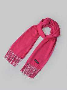 DareSee 1pc 190*70cm Outdoor Classic Solid Color Windproof Shawl, Fashionable Unisex Thin Scarf, Suitable For Air-Conditioned Rooms, Extra Large Scarf To Keep Warm Winter Fall Gifts Music Fest - Hot Pink - View 5