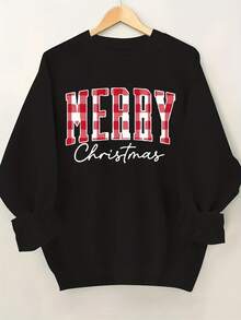 2025 Women's Bright Red Christmas Hoodie With "Merry Christmas" Print - Plaid And Heart-Shaped Hollow Design, Soft And Comfortable Fabric, Round Neck Long Sleeve Pullover, Machine Washable Casual Winter Sweater, Suitable For Team Supporters, Holiday Party Outfits And Daily Wear, Festive Red And White Checkered Pattern, Loose Fit, Suitable For All Seasons, Comfortable Holiday Sweater, Women's Winter Outfit Soft And Breathable,Long Sleeve Tops,Tops,Hoodies - màu xanh lá - Xem 8