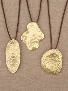 1 件简约扭曲圆形吊坠长项链，高端小众串珠颈链，男女通用情侣项链，中东风格金银色配饰，适合日常约会，送给女朋友/男朋友的礼物 - 蠟繩 - 查看 17