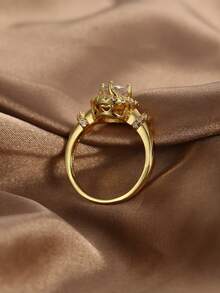 Charm-In 1 件 18K 镀金圆形锆石女士优质戒指 - 金色 - 查看 3