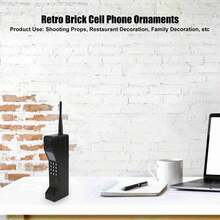 90s Retro Brick Style Cell Phone Model, Vintage Nokia Type Phone Replica For Photography Props, Themed Party Decor, Nostalgic Gift Idea | Stylized Mini Ornament - Black - View 10