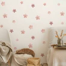 Delicate Pink Flower Wall Decal Set, Removable Self-Adhesive Vinyl Stickers To Add Soft Romantic Ambiance For Living Room Decor - Multicolor - View 7