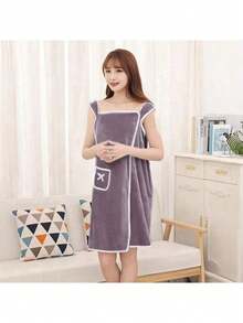 1pc Women Bath Towels(SIZE:80cm*135cm), Girls Wearable Fast Drying Bathing Beach Spa Bathrobes Wash Clothing, Shower Bath And Gym Towel,Super Soft Coral Fleece Bath Towel With Pockets,Women's Bath Towel Set, Wearable Bath Towel With Pocket, Super Soft Adjustable Bath Robe For Bathroom Beach Swimming Changing Clothes,School,Back To School,Travel,Travel Essentials,Home Essentials,Towel,Skin Care