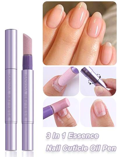 قلم عناية بالأظافر 3 في 1 لإزالة الأظافر الميتة وتلميع أسرّة الأظافر، زيت عناية بالأظافر لتغذية الأظافر، أدوات عناية بالأظافر والبشرة حول الأظافر، لصالون الأظافر ومستلزمات DIY (3/2/1 قطعة)