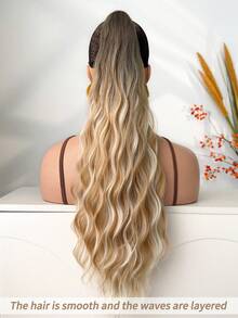 Tóc nối tổng hợp gợn sóng ombre 26 inch, kiểu đuôi ngựa cài kẹp, sợi chịu nhiệt, phù hợp cho phụ nữ và bé gái, dùng cho tiệc tùng và hàng ngày. - Nhiều màu - Xem 5