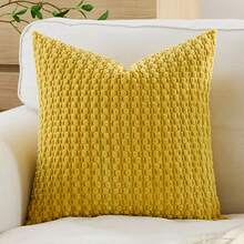 1pc/2pcs Set Semi-Circle Geometric Pattern Pillow Case, Canvas Circle Velvet Embroidery Crafted Square Cushion Cover, For Daily Use In Bedroom, Living Room, Sofa, Yard, Garden Decor, Without Core 30*50cm 45*45cm - Yellow - View 7