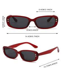 1 件时尚小方框无度数眼镜，复古独特心形铆钉小框眼镜，适合女士方形眼镜 - 彩色 - 查看 4