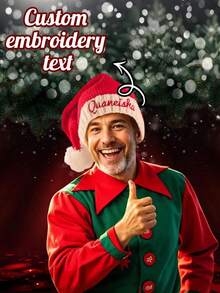 Cappello di Babbo Natale personalizzato - Cappello natalizio rosso con personalizzazione del nome di Babbo Natale, cappello di Babbo Natale in poliestere leggero per adulti, festa di Natale, servizi fotografici, regali natalizi personalizzati - cappello con nome facile da indossare, cappello di Natale divertente, celebrazione stagionale, design festivo, cuciture durevoli, accessori per feste, ricercatori di regali, pianificatori di feste, cuciture di alta qualità
