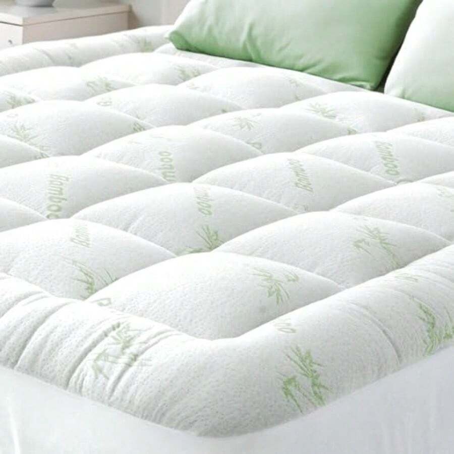 Ultra Soft Twin Size Mattress Topper For Back Pain Relief - Viscose From Bamboo Pillow Top Mattress Pad With Natural Cooling Properties Ideal For Hot Sleepers In Green - Green - View 1
