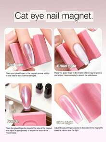 5D Automatic Magnetic Cat Eye Nail Art Tool, Easy For Beginners, Super Strong Magnet, Quickly Attracts Cat Eye Effect, Wide Beam French Manicure Tool, Powerful Magnet For Nail Polish Gel