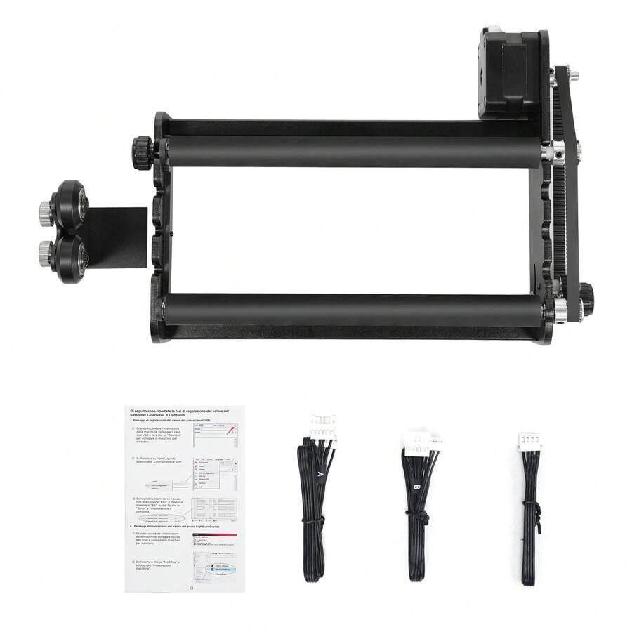 Rodillo giratorio láser Eje Y Rodillo giratorio 360° para diferentes diámetros de grabado de 4-138 mm 4 ajustes de engranajes para el grabado láser de objetos cilíndricos Latas - Negro - Ver 1