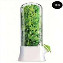 1 pieza Caja de conservación de vegetales, Caja de conservación de hierbas, Recipiente para cilantro fresco, Adecuado para almacenar cilantro, menta, perejil, espárragos y otros vegetales, Apto para refrigeración. Mantiene las hierbas envasadas frescas. La menta refrigerada puede mantenerse fresca durante 2-3 semanas. Suministros de cocina para refrigerador. - Multicolor - Ver 12