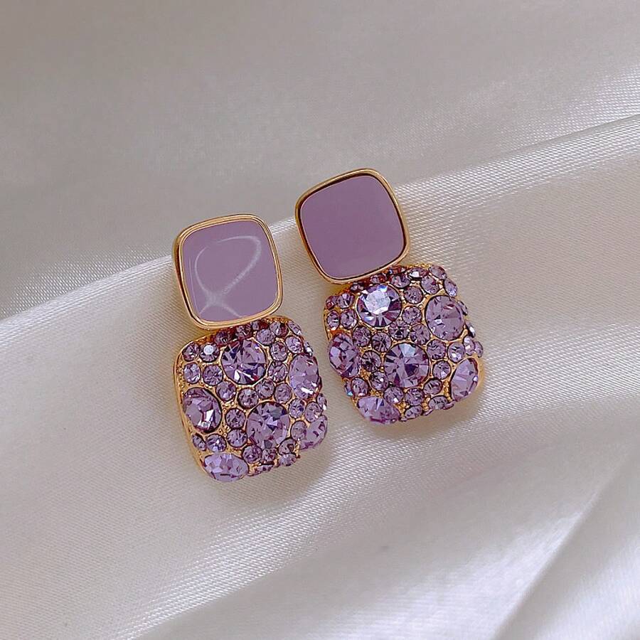Korean Style Autumn Winter Earrings  Personality Minimalist Stud Earrings Women's Drop Earrings Ear Jewelry - 紫色 - 查看 1