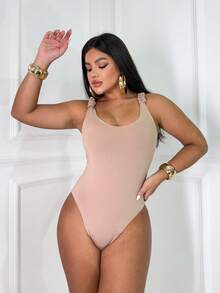 Kit 3 Basic Bodysuits With Thick Straps And Elastic With Discreet Neckline, Shapewear, Versatile Casual Fashion, Casual, Gringa Blogger - 黑色-白色-米色 - 查看 2