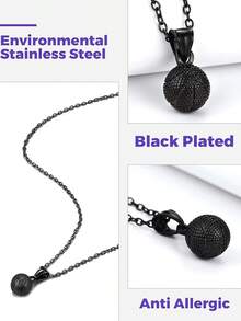 Richsteel 3D/Basketball/Soccer/Baseball Ball Boxing Glove Cool Pendant Men, 316L Stainless Steel Sneaker Chain,Sport Fan Jewelry - 02-黑色籃球 - 查看 8