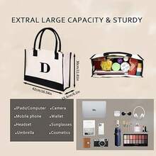 Personalized 26 Letter Tote Bag, Fashionable Canvas Handbag, Birthday Gift Exclusively Designed For Female Mothers, Teachers, Friends, Bridesmaids.