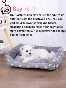1pc Star Pattern Warm & Breathable Pet Bed, Suitable For Cats & Small Dogs, All Seasons. (Note: Please Buy One Size Larger For More Comfort. The Product May Appear Flattened When First Opened Due To Compression, But Will Regain Its Original Shape After 3-5 Days Of Manual Fluffing And Placement.) - Grey - View 1