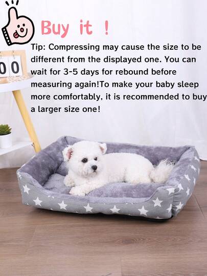1pc Star Pattern Warm & Breathable Pet Bed, Suitable For Cats & Small Dogs, All Seasons. (Note: Please Buy One Size Larger For More Comfort. The Product May Appear Flattened When First Opened Due To Compression, But Will Regain Its Original Shape After 3-5 Days Of Manual Fluffing And Placement.)