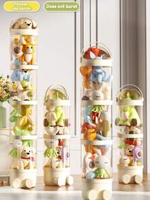 Puppen Aufbewahrungseimer, elegante Geschenkbox, transparente süße Aufbewahrungsbox, Spielzeug Puppen Aufbewahrungsbox, staubdichter Aufbewahrungseimer, Wäschekorb