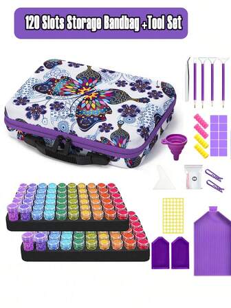 Diamond Painting Storage Set With 60/120 Slots, Complete Tool Set And Accessory Organizer - The Perfect Christmas Gift For Diamond Art Lovers