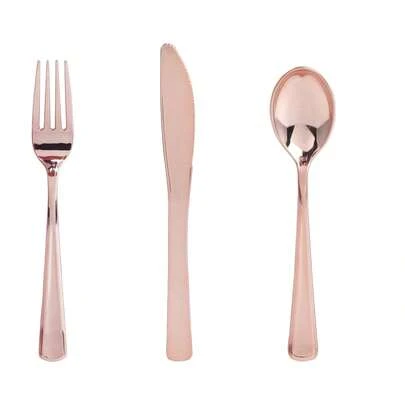 150/75/50/25/12pcs Rose Gold Cutlery Set, Including Salad Forks, Fruit Knives, Fruit Forks, Cake Knives, Dessert Spoons, Pasta Spoons, Minimalist And Easy To Clean, Reusable. Suitable For: Birthday, Wedding, Party, Family, Team Building, Outdoor Camping, Kitchen And More Scenarios (Multiple Specification Combinations Available For Any Number Of Diners)
