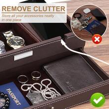 Mens Valet Tray Jewelry Storage Box For Men And Women 2 Layer Leather Nightstand Organizer Box For Keys Phone Wallet Coin Jewelry 2 Layer B Style Brown