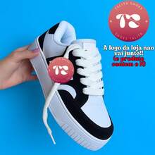 Women's Basic Casual Sneakers With Comfortable High Sole - 黑色 白色 新品 - 查看 6